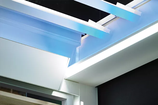 LED lights in roof frame