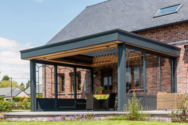 backyard pergola with patio seating - backyard shade ideas