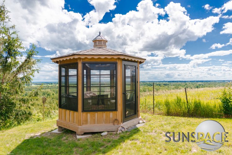 Sunspace WeatherMaster Windows in Outdoor Gazebo - 4 track window system